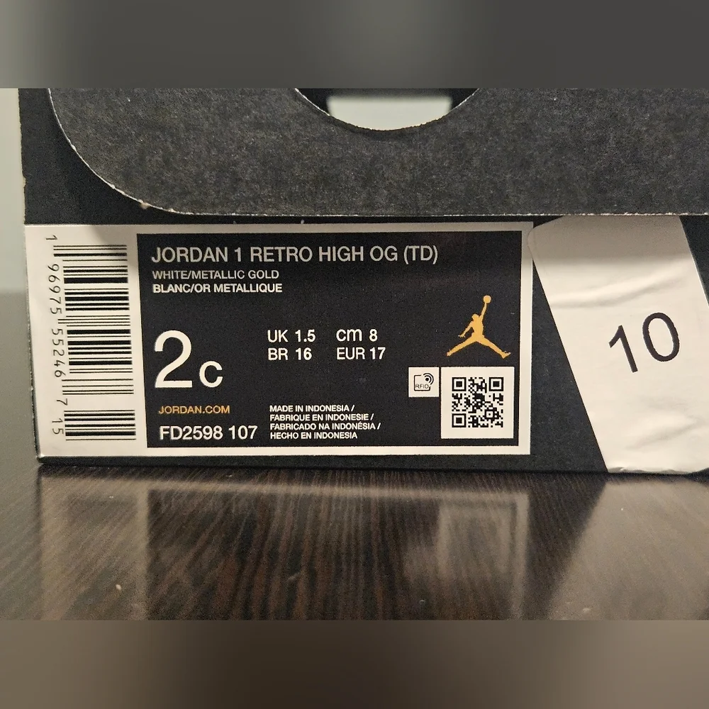 Nike Jordan 1 Retro High Top OG White N Gold 2c - Picture 9 of 9